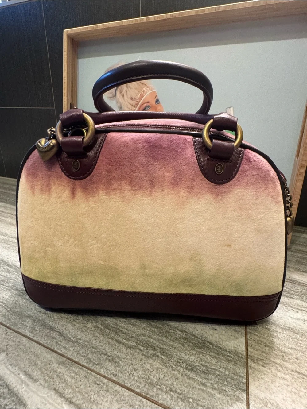 Juicy Couture Plush Gradient Satchel - Pink, Green, Purple